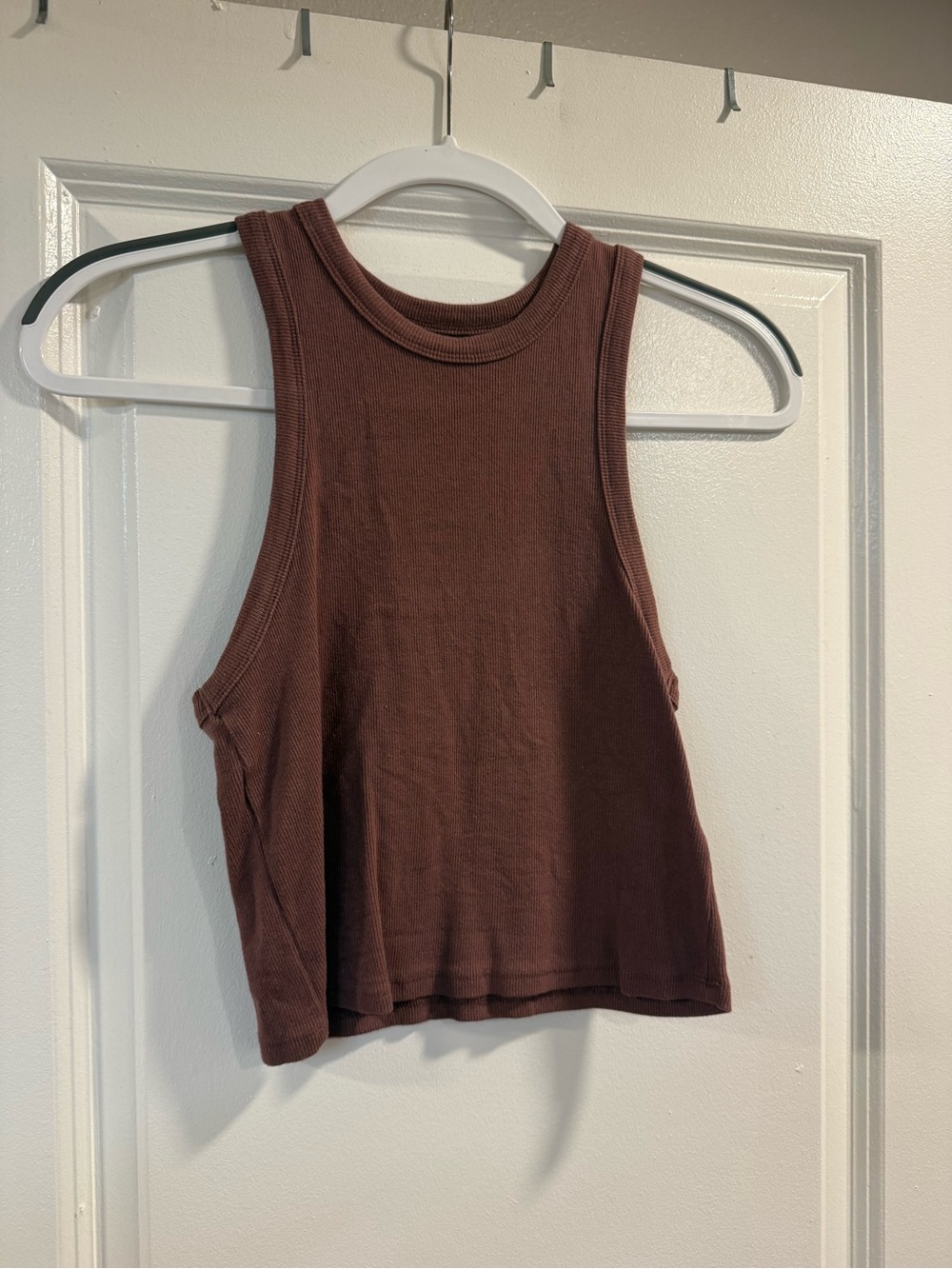 Anthropologie Ribbed Crop Tank Top - Chocolate Brown